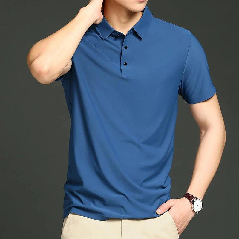 Camisa Polo Masculina em Seda Gelo