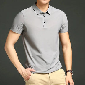 Camisa Polo Masculina em Seda Gelo