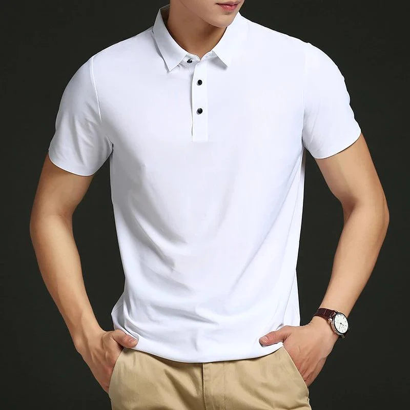 Camisa Polo Masculina em Seda Gelo