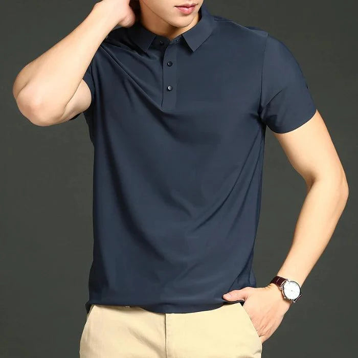 Camisa Polo Masculina em Seda Gelo
